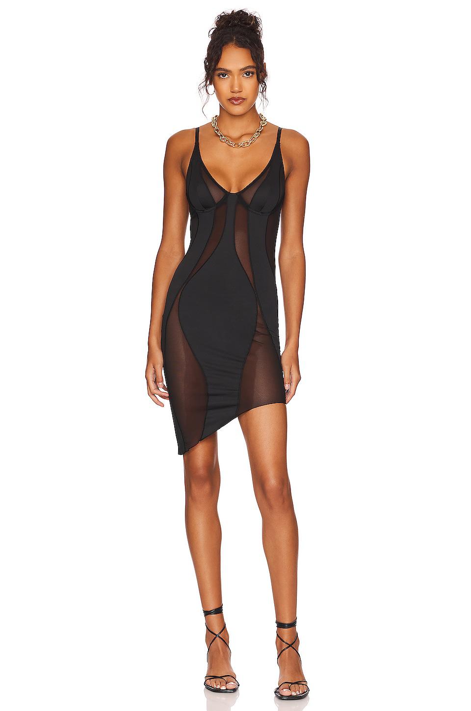 OW Collection Swirl Mini Dress in Black by OW COLLECTION
