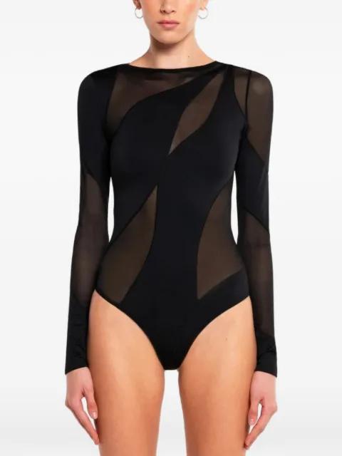 Spiral mesh-panel bodysuit by OW COLLECTION