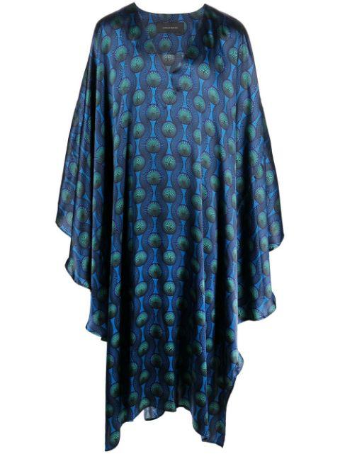 geometric-print silk cape shirt by OZWALD BOATENG