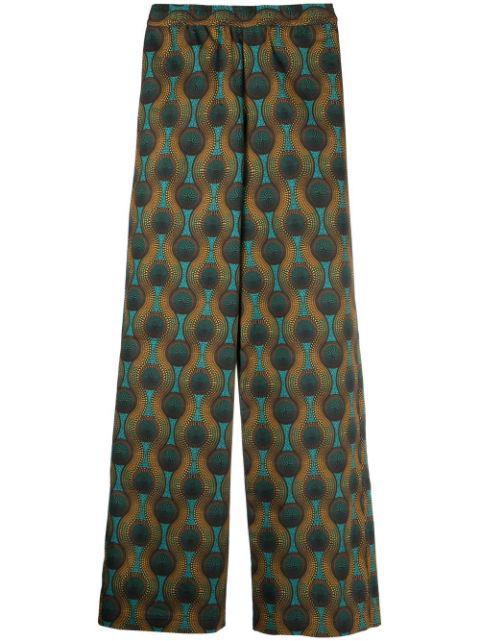 geometric-print silk trousers by OZWALD BOATENG