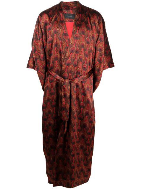 geometric-print tie-waist jacket by OZWALD BOATENG