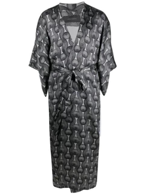 geometric-print tie-waist jacket by OZWALD BOATENG