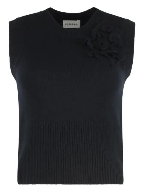 Loira flower-embellished knitted vest by P.A.R.O.S.H.