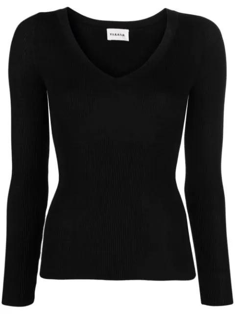 V-neck fine-knit top by P.A.R.O.S.H.