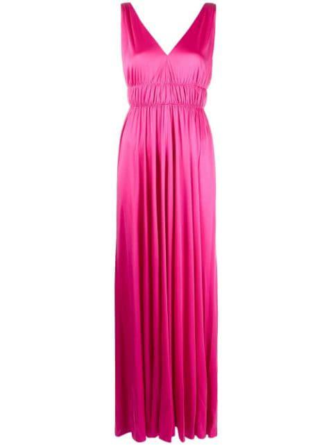 V-neck pleated maxi dress by P.A.R.O.S.H.