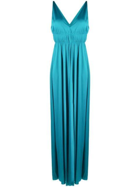 V-neck pleated maxi dress by P.A.R.O.S.H.