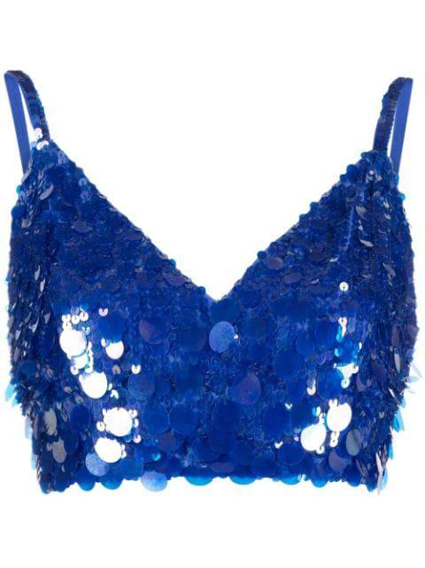V-neck sequin embellished crop top by P.A.R.O.S.H.