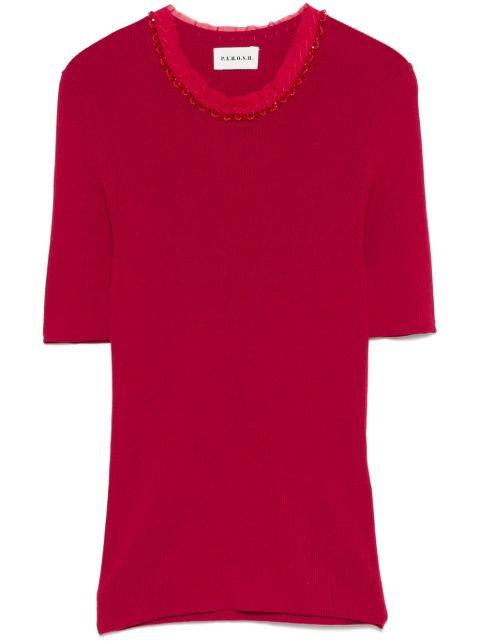 bead-embellished T-shirt by P.A.R.O.S.H.