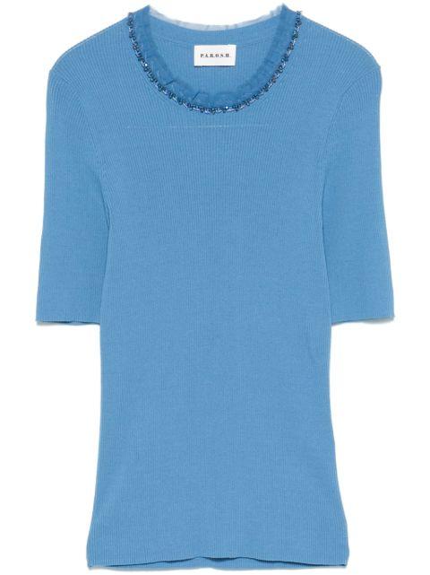 bead-embellished T-shirt by P.A.R.O.S.H.