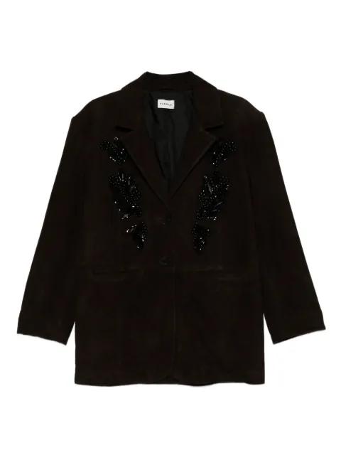 bead-embellishment suede coat by P.A.R.O.S.H.