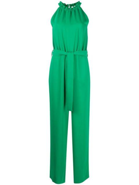 belted halterneck jumpsuit by P.A.R.O.S.H.
