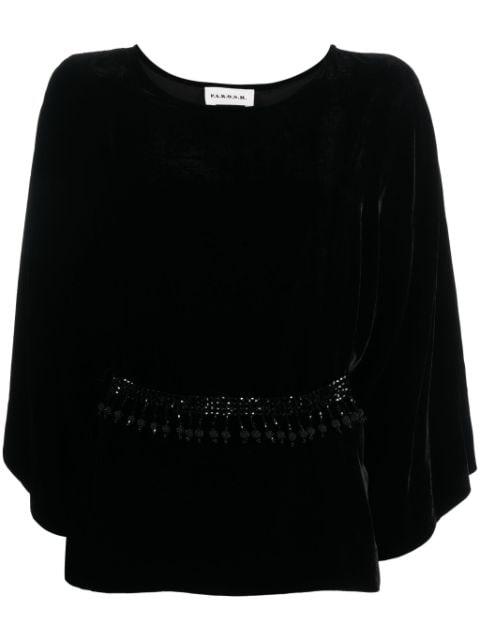 belted round-neck blouse by P.A.R.O.S.H.