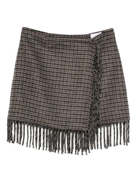 checked fringe skirt by P.A.R.O.S.H.