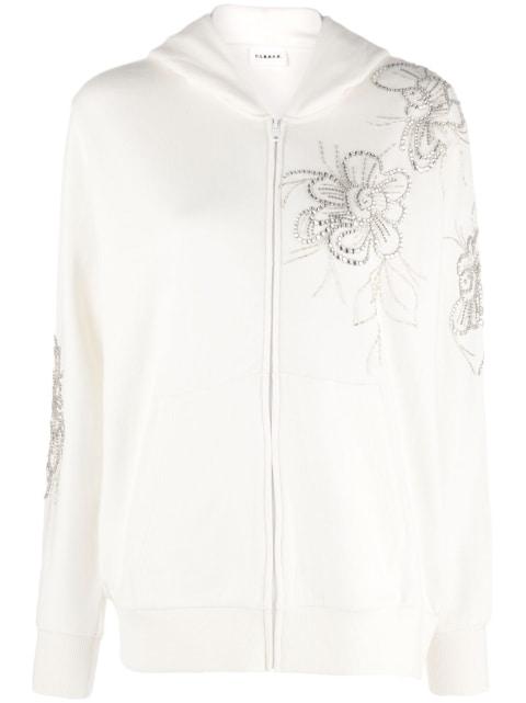 crystal-flower-detail hoodied jacket by P.A.R.O.S.H.