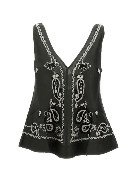 embroidered V-neck top by P.A.R.O.S.H.