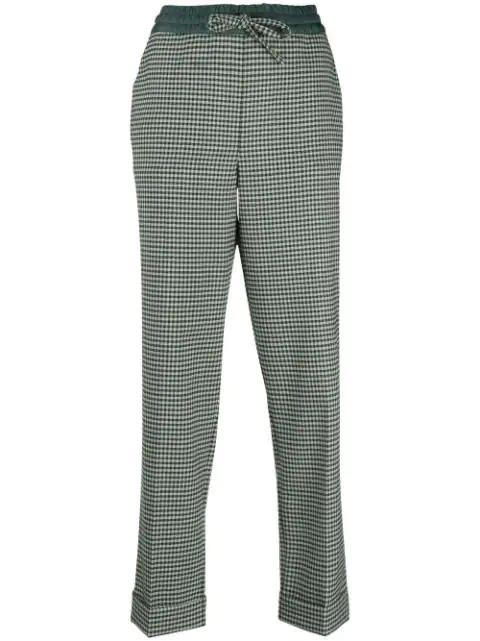 fine-check tapered cropped trousers by P.A.R.O.S.H.