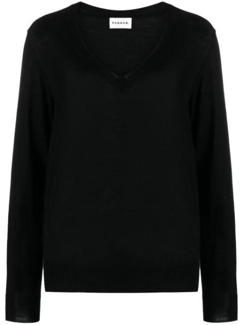 fine-knit V-neck top by P.A.R.O.S.H.