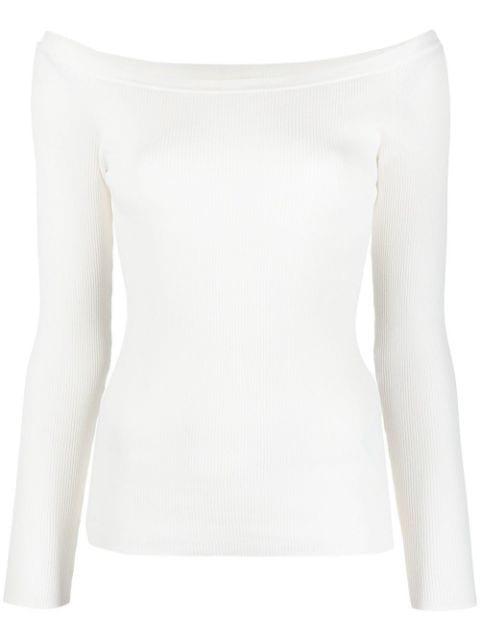 fine ribbed off-shoulder top by P.A.R.O.S.H.