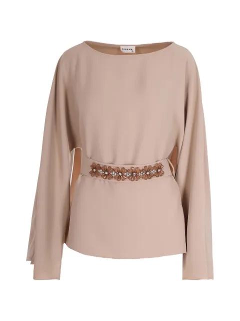 flower-embellished tie-waist blouse by P.A.R.O.S.H.
