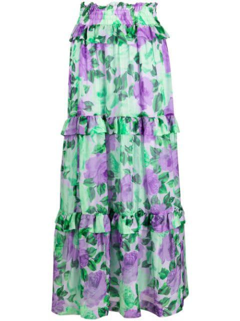 high-waisted graphic-print skirt by P.A.R.O.S.H.