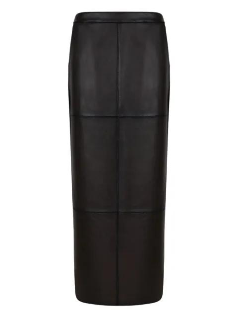 leather panelled straight skirt by P.A.R.O.S.H.