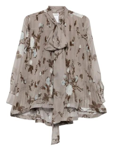 pleated floral-print blouse by P.A.R.O.S.H.
