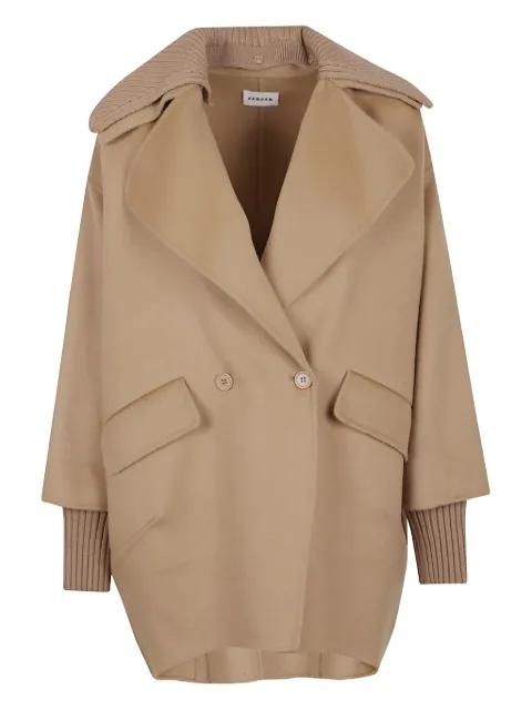 ribbed-collar double-breasted coat by P.A.R.O.S.H.