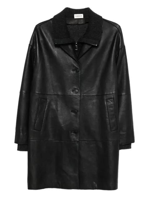 ribbed-collar leather coat by P.A.R.O.S.H.