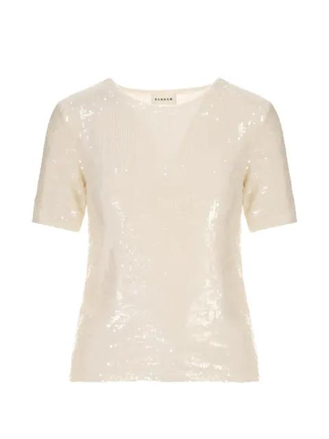 sequin-embellished short-sleeve T-shirt by P.A.R.O.S.H.