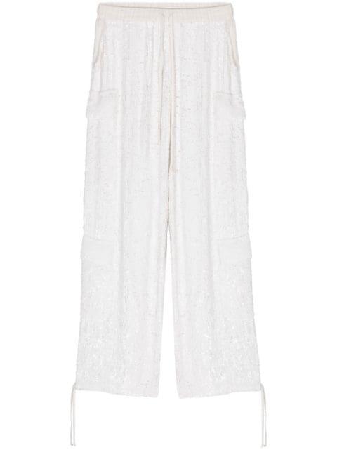 sequinned drawstring cargo trousers by P.A.R.O.S.H.