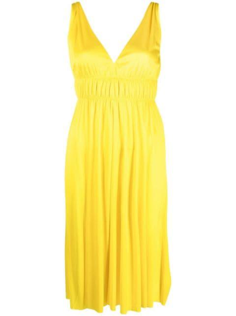 smocked-detail V-neck dress by P.A.R.O.S.H.