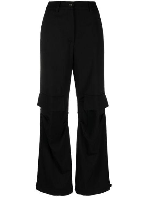 wool flared cargo trousers by P.A.R.O.S.H.