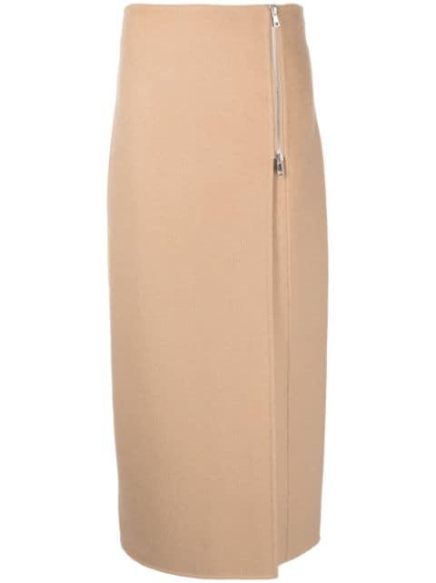 zip-up straight wool skirt by P.A.R.O.S.H.