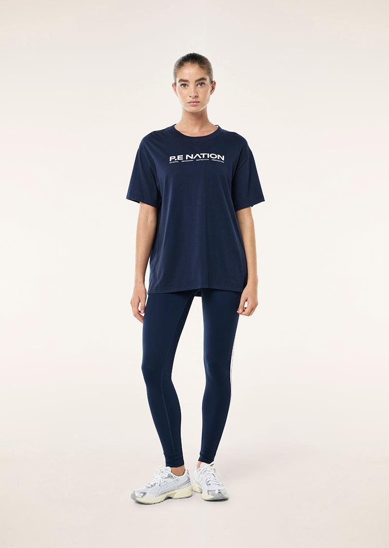 AERO SHORT SLEEVE TEE IN DARK NAVY by P.E NATION
