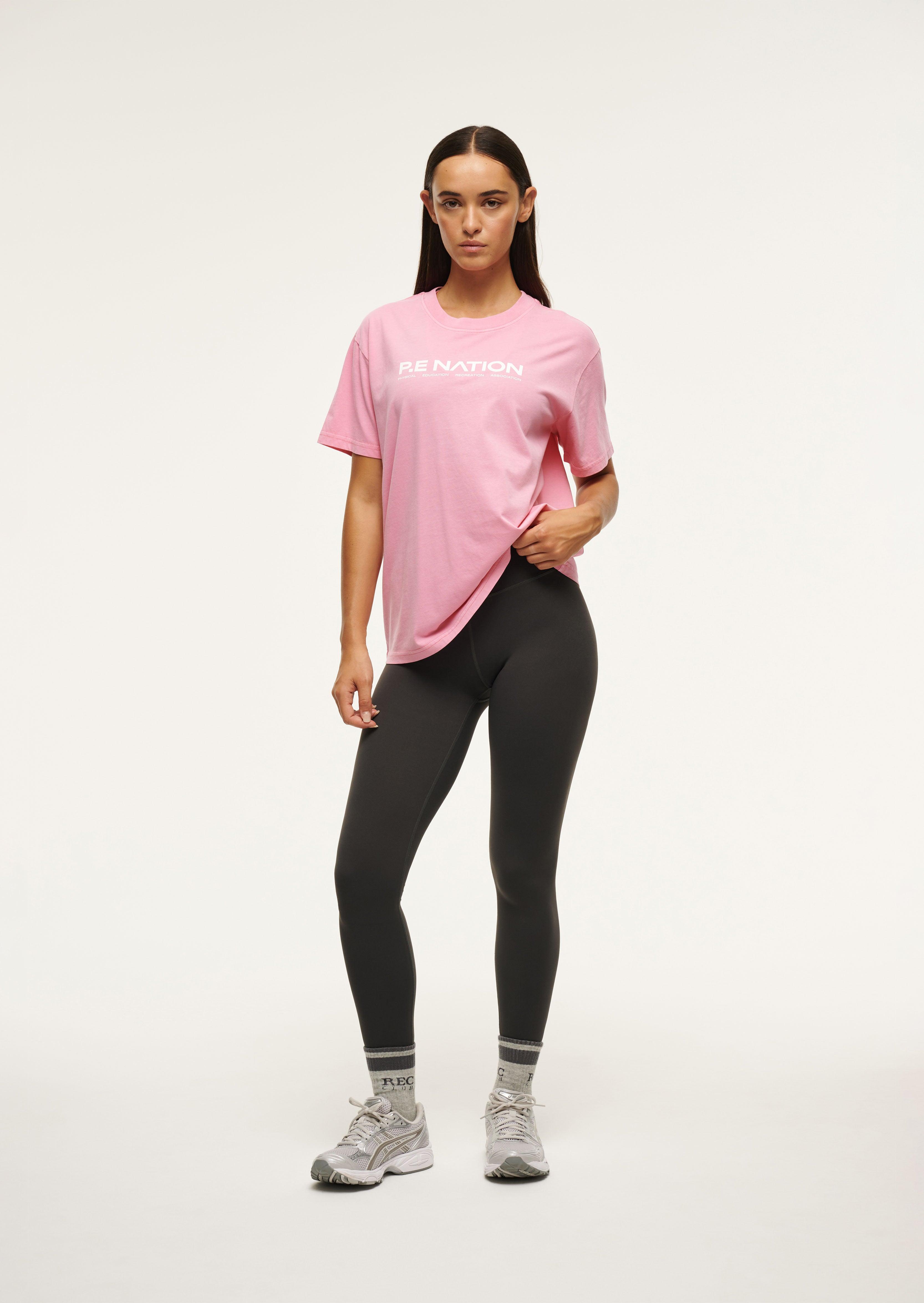 AERO SHORT SLEEVE TEE IN WASHED PINK LEMONADE by P.E NATION