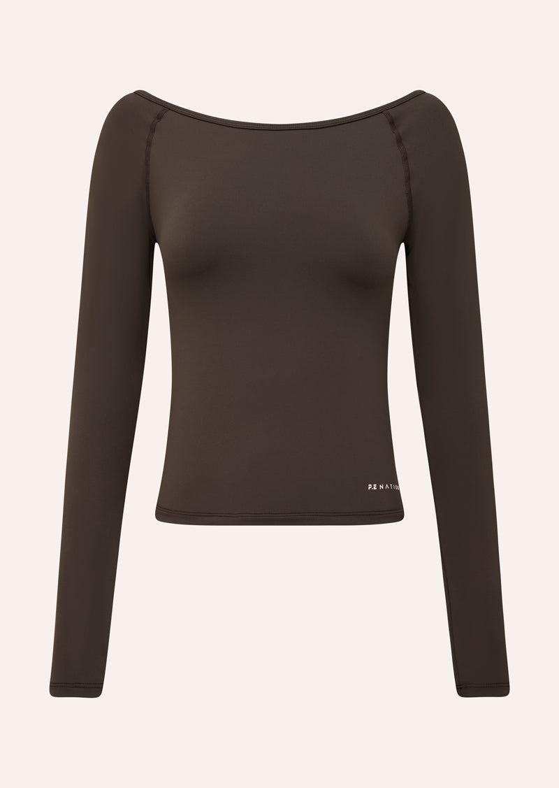AURA LONG SLEEVE TOP IN ESPRESSO by P.E NATION