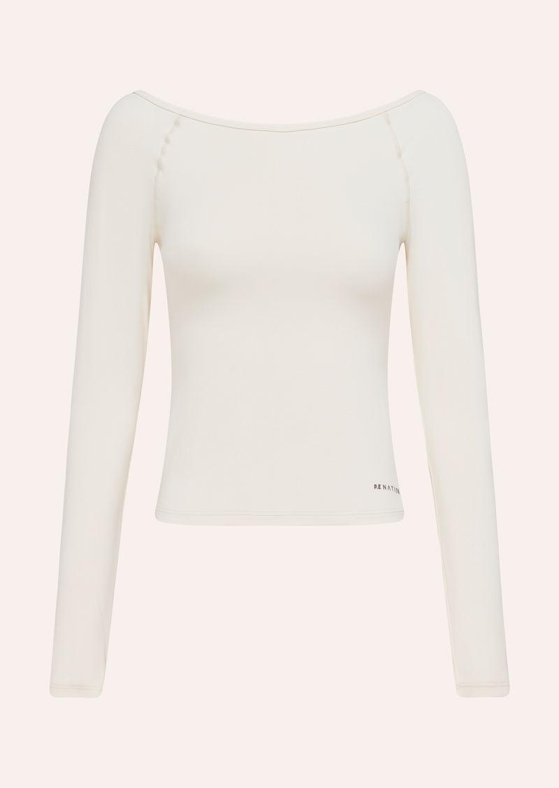 AURA LONG SLEEVE TOP IN WHISPER WHITE by P.E NATION