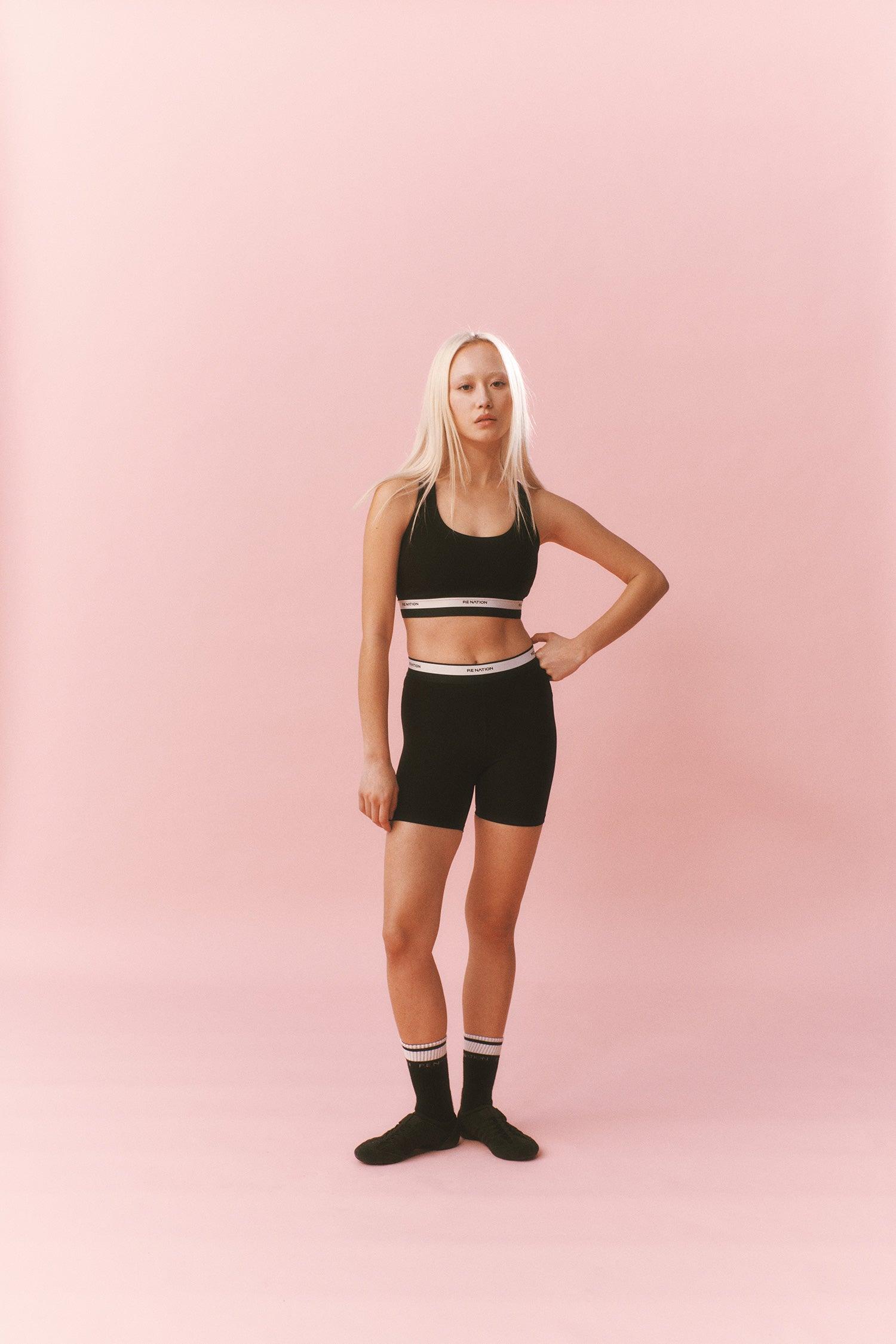 AVANT SPORTS BRA IN BLACK & WHISPER WHITE by P.E NATION