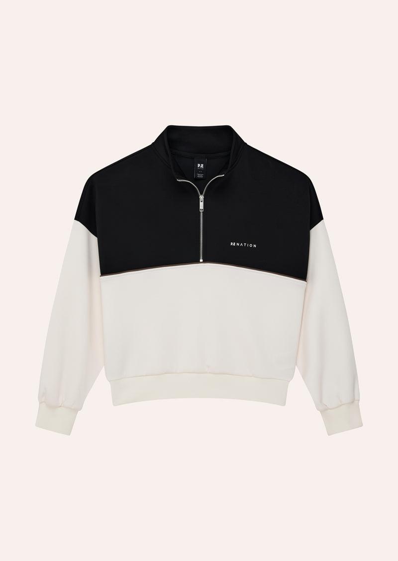 BOUNDLESS ZIP NECK SWEAT IN WHISPER WHITE by P.E NATION