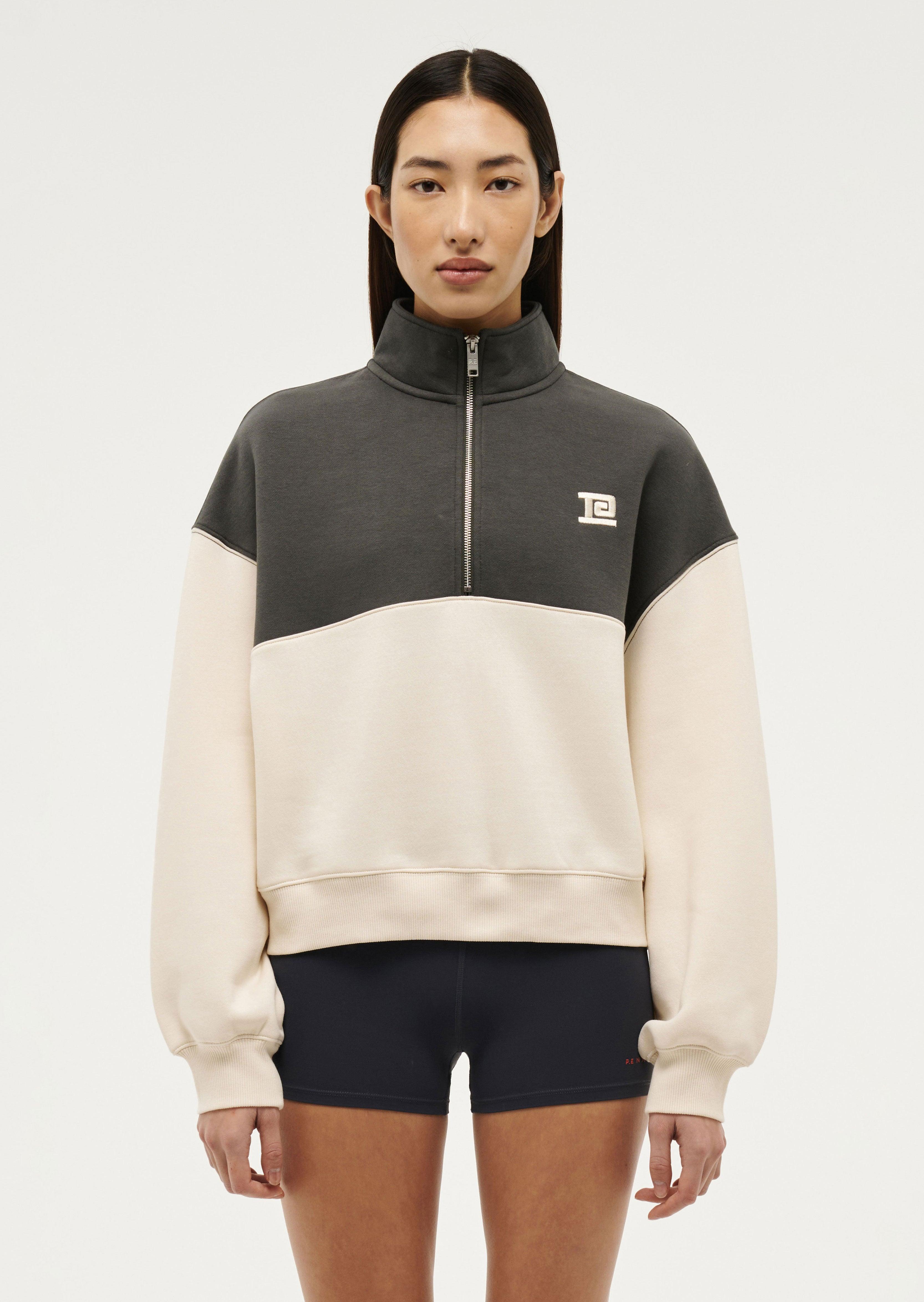 CENTRE FIELD SWEAT IN WHISPER WHITE / GUNMETAL by P.E NATION