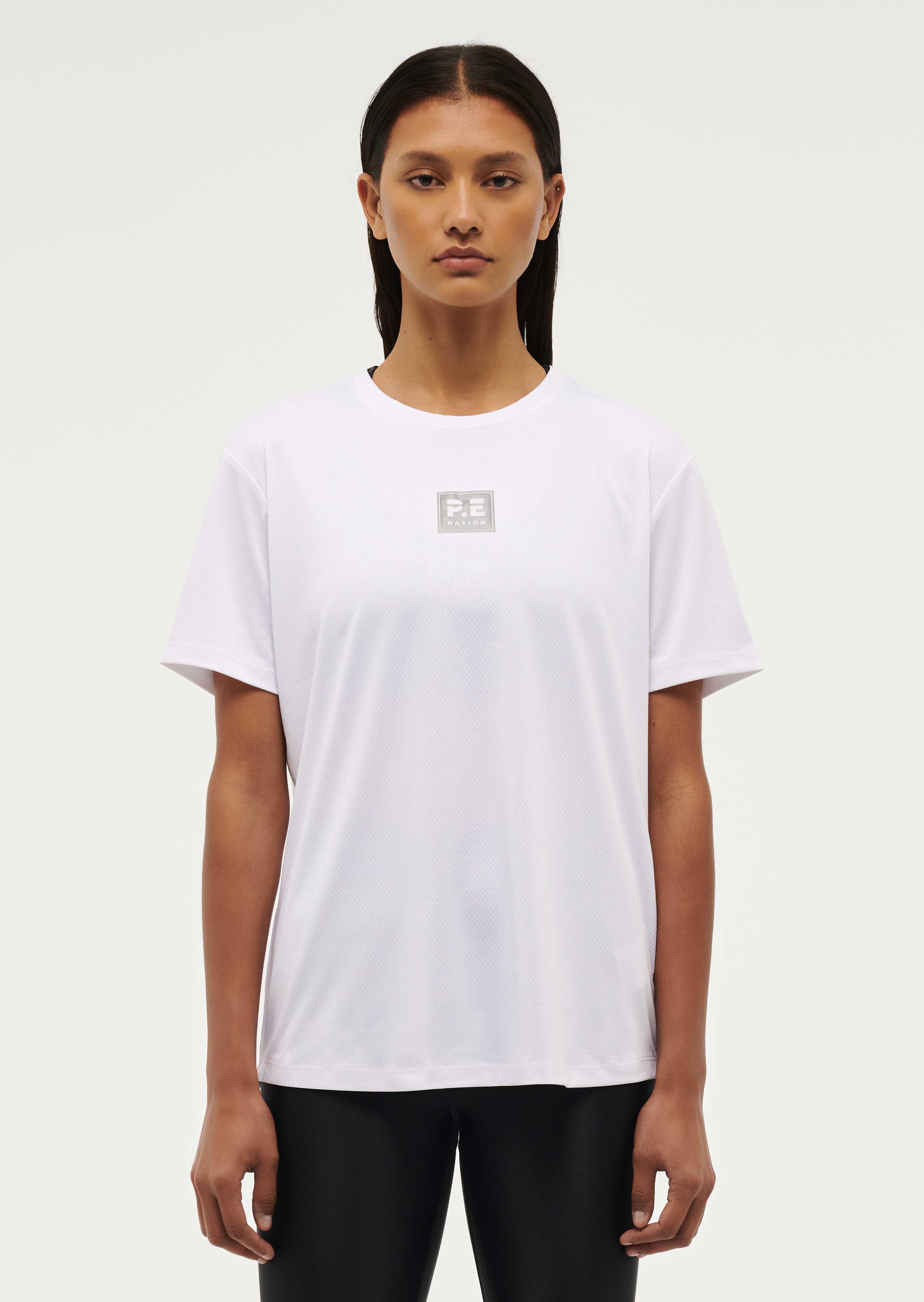 CROSSOVER TEE IN OPTIC WHITE by P.E NATION