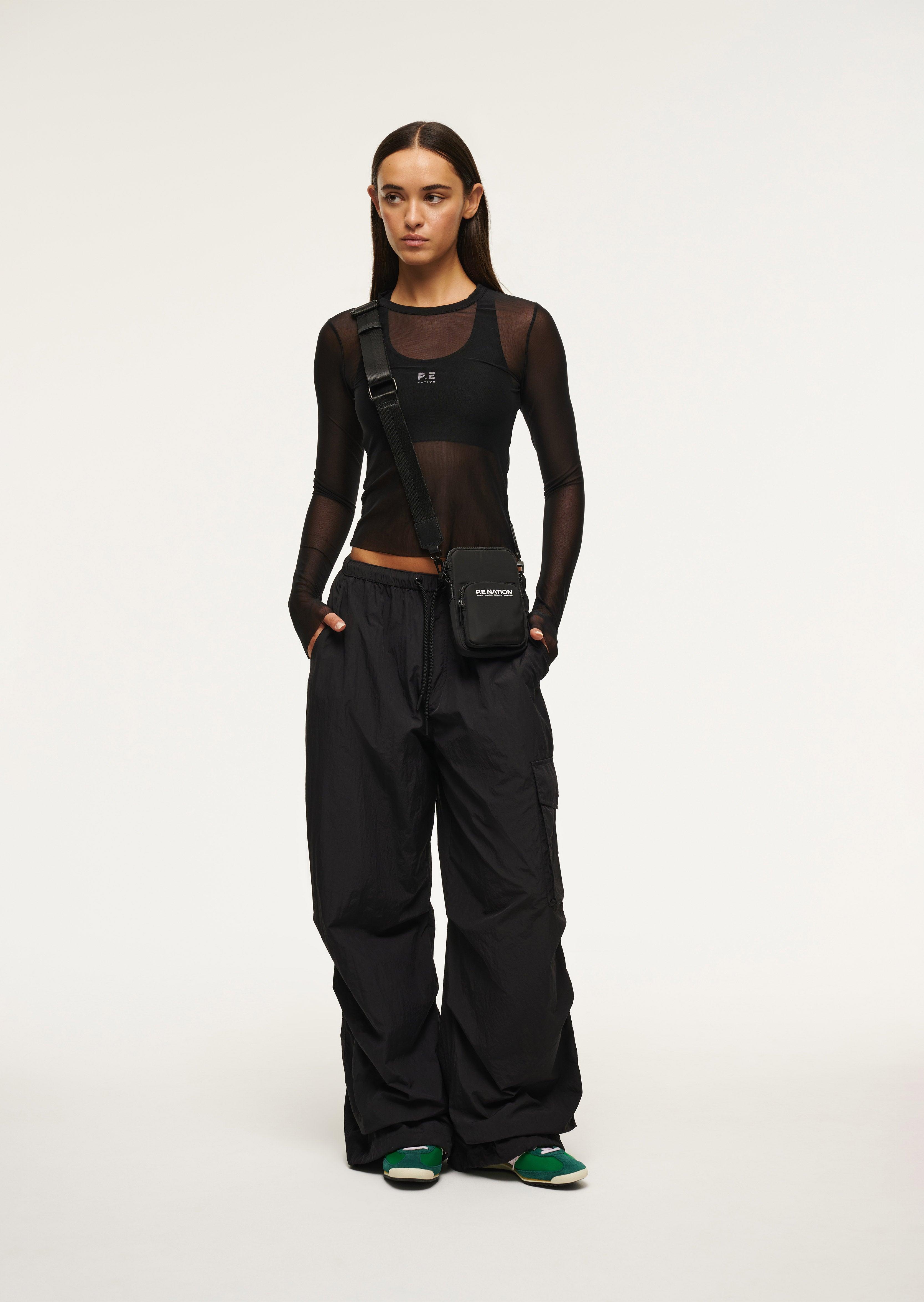 DISCOVERY MESH LONG SLEEVE TEE IN BLACK by P.E NATION