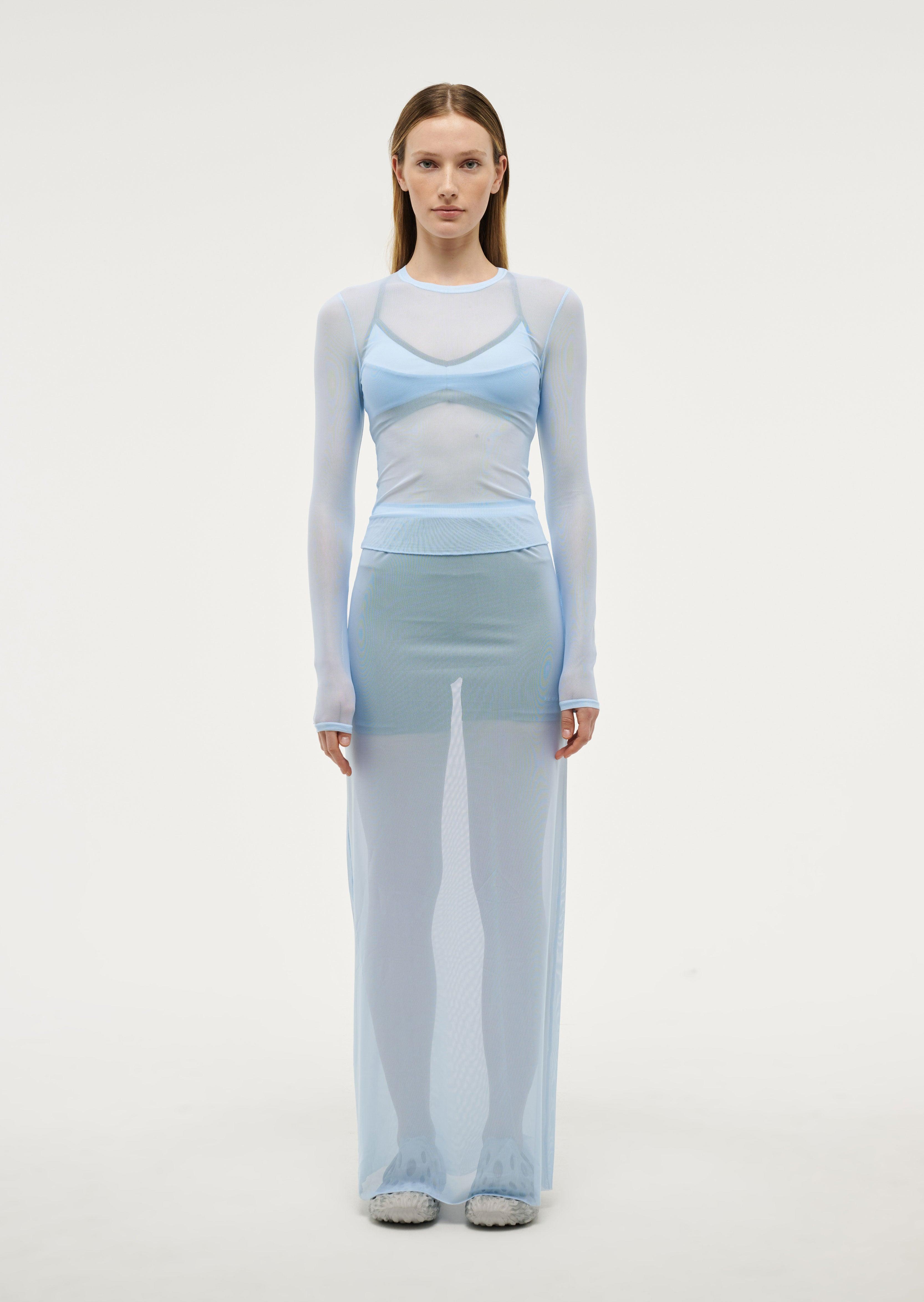 DISCOVERY MESH MIDI SKIRT IN SKY BLUE by P.E NATION