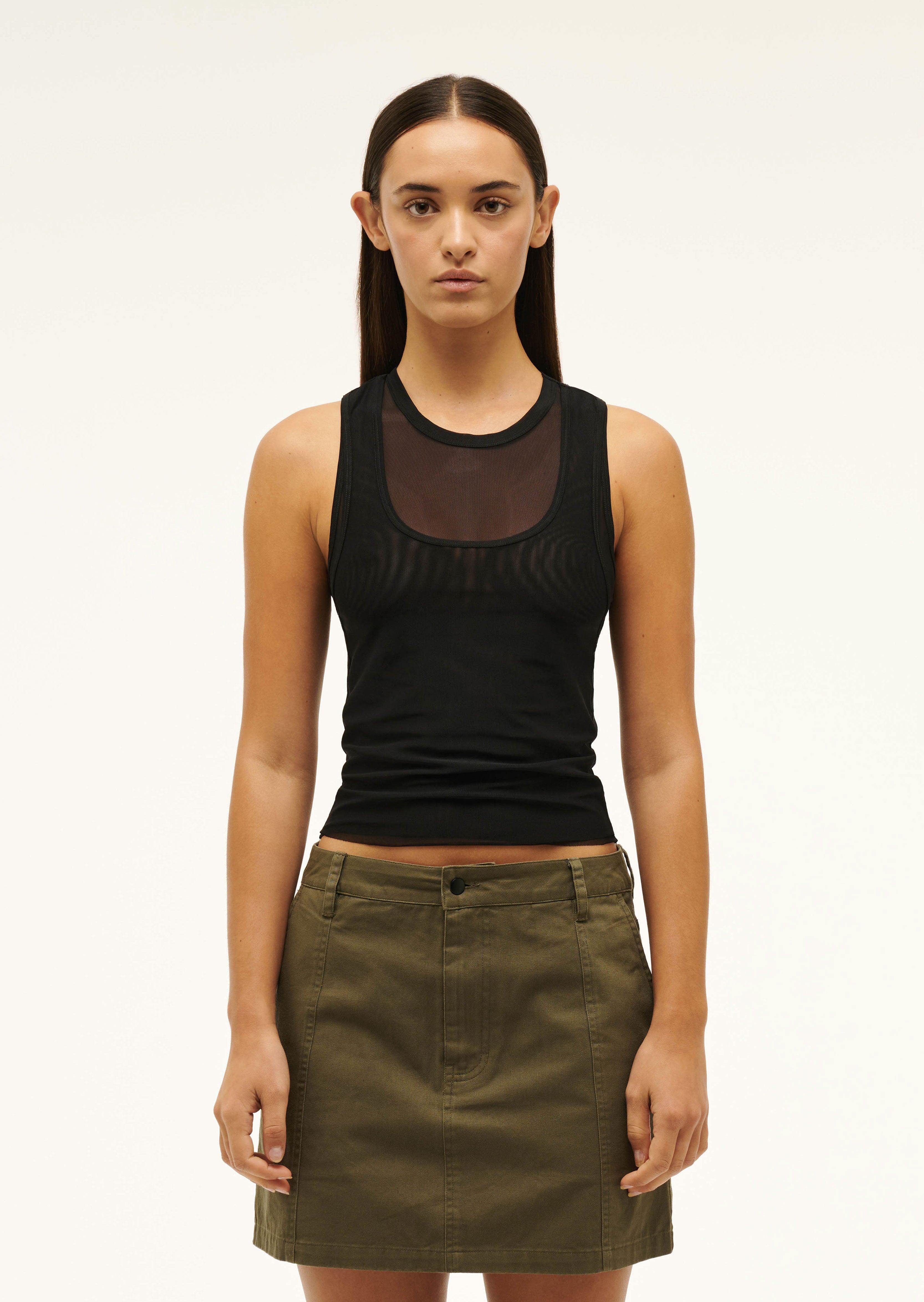 DISCOVERY MESH TANK IN BLACK by P.E NATION