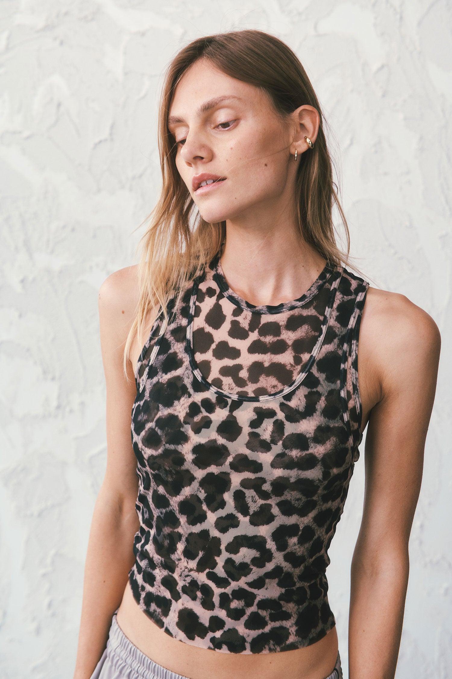 DISCOVERY MESH TANK IN LEOPARD by P.E NATION