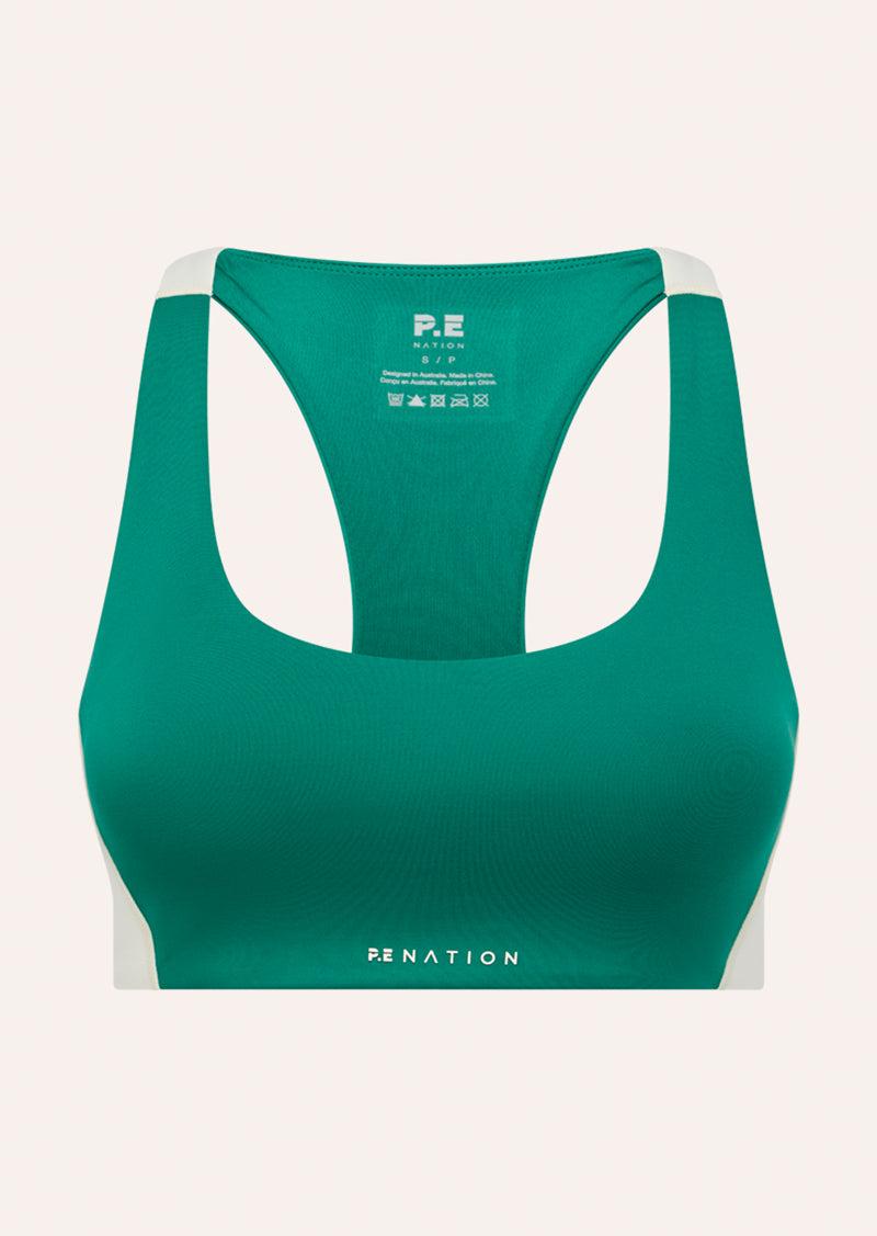 DYNAMIC SPORTS BRA IN COLLEGE GREEN by P.E NATION