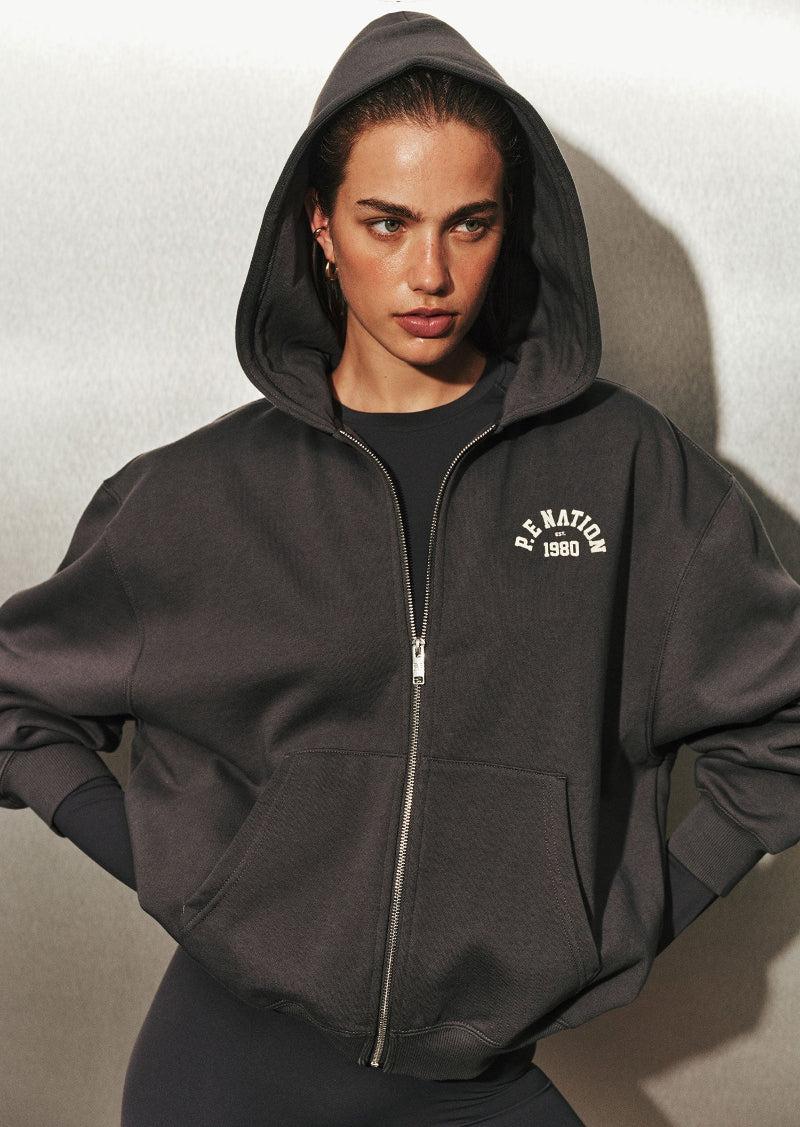 ESTABLISHED OVERSIZED ZIP THRU IN MARINE BLUE by P.E NATION