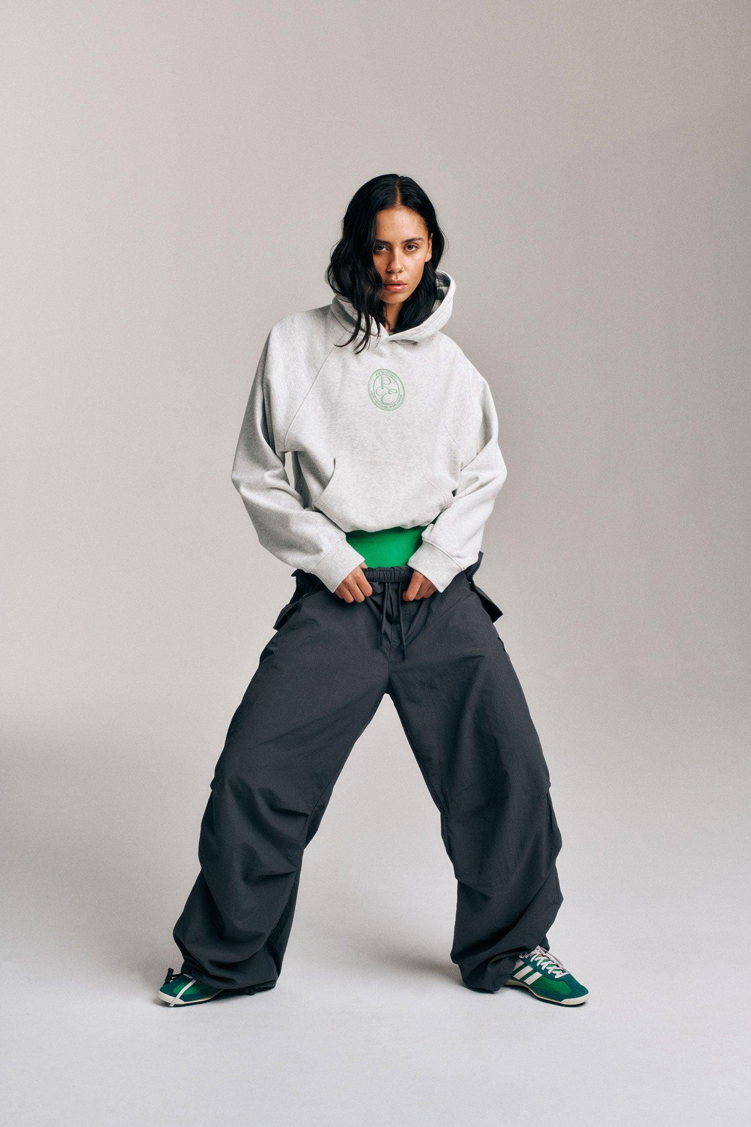 EXPOSITION HOODIE IN GREY MARLE by P.E NATION
