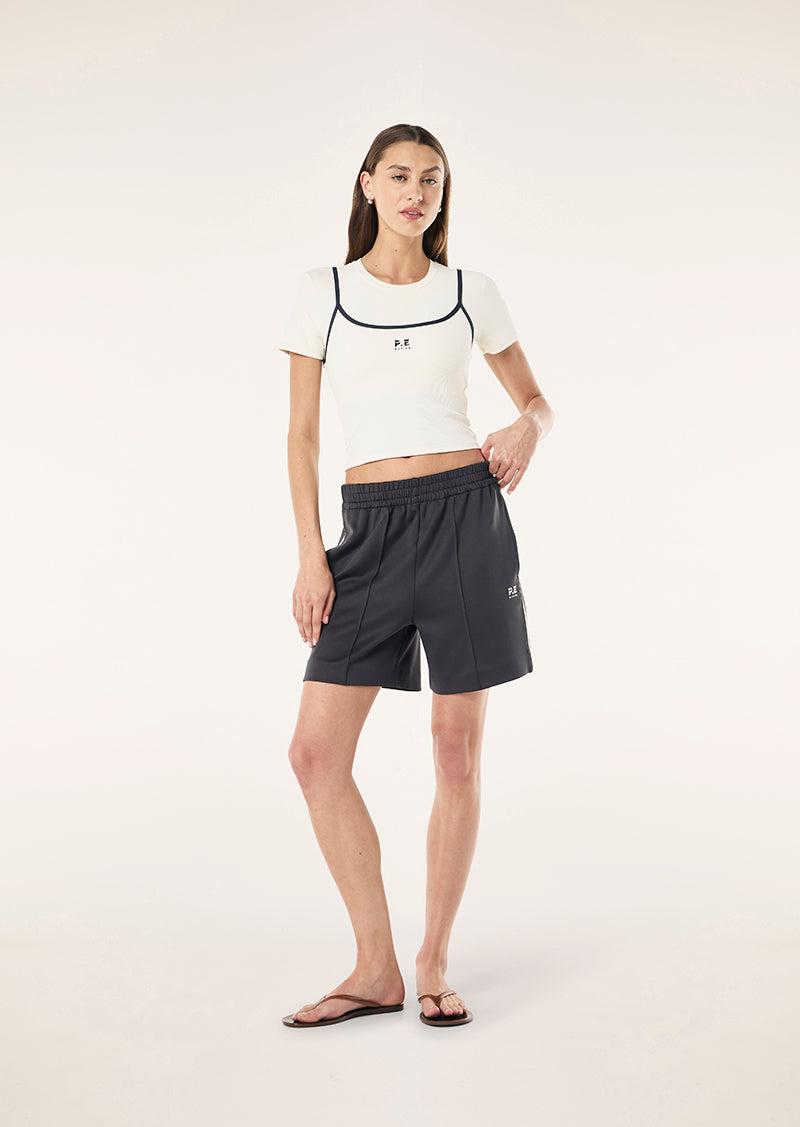FORWARD SHORT SLEEVE TEE IN WHISPER WHITE by P.E NATION