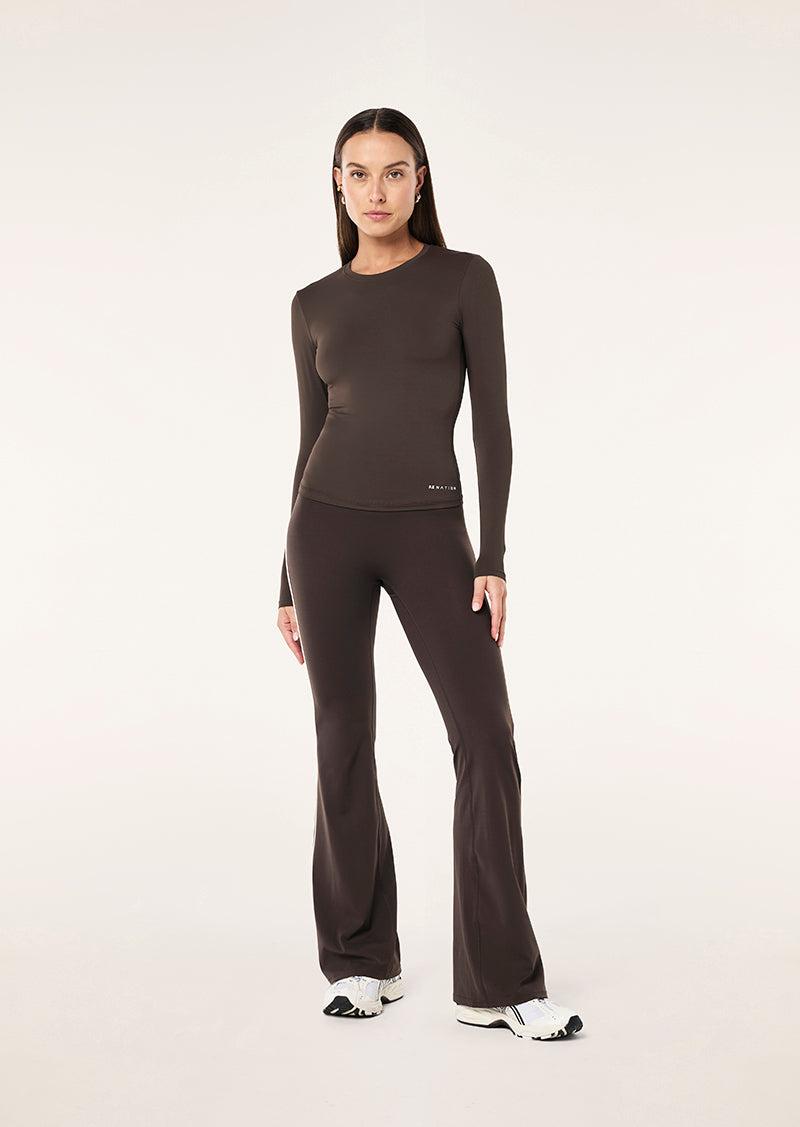 FOUNDATION LONG SLEEVE TOP IN COFFEE by P.E NATION